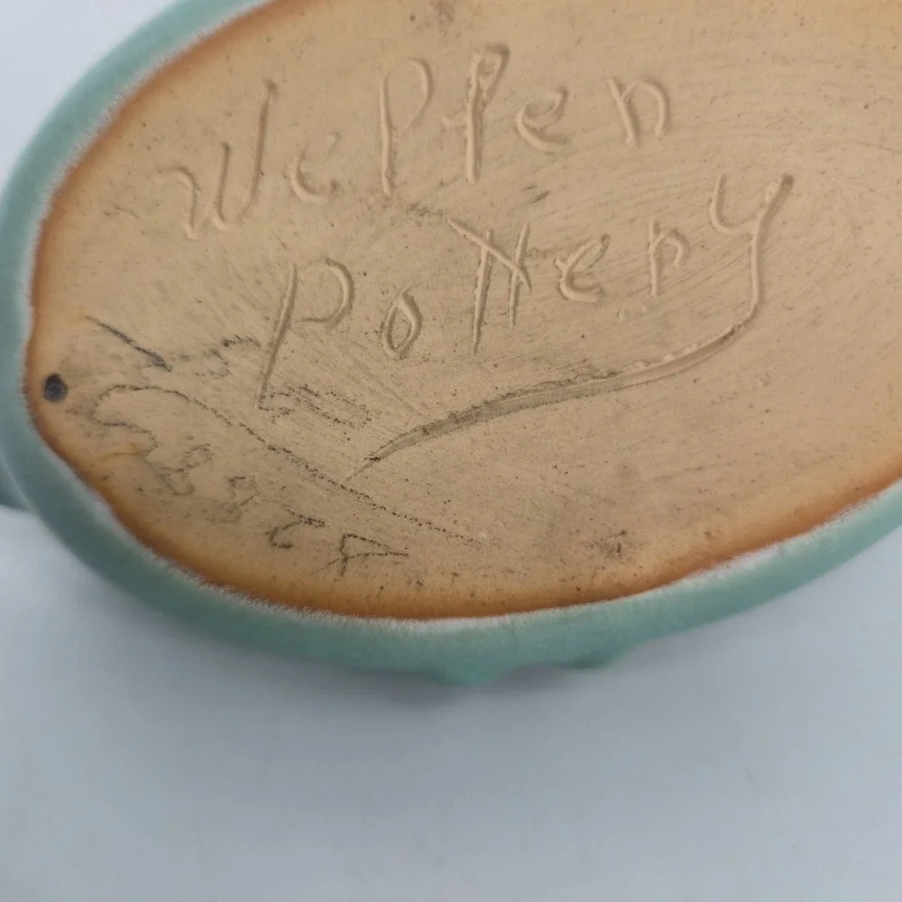 Weller Pottery Duck Pin Tray Turquoise Green Art Pottery 1930s Signed Vintage